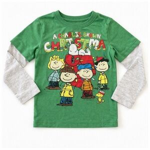 Peanuts Charlie Brown Christmas Shirt Kids 4T Snoopy Holiday Long Sleeve Tee